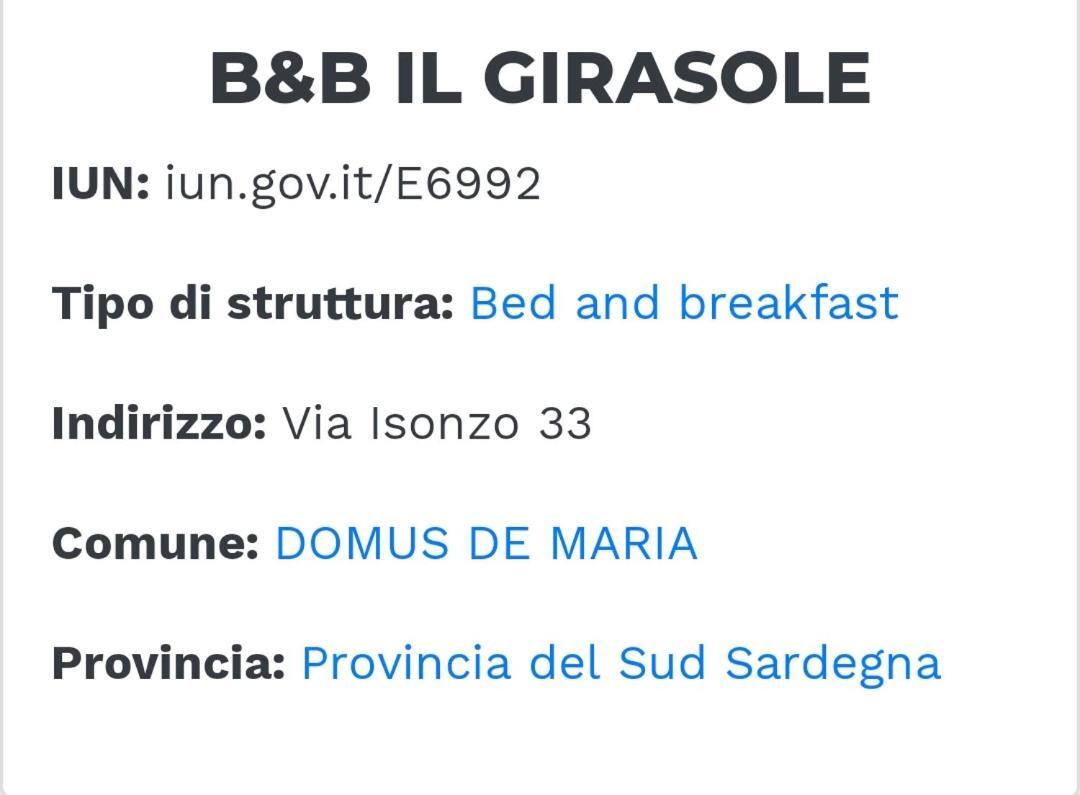 Bed and Breakfast Il Girasole Домус-де-Мария Экстерьер фото